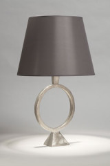Satin Nickel Table Lamp with Smoked Taffeta Shade Sonia  - Table lamps by Objet insolite
