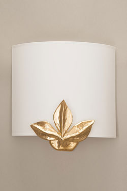 Charme gold leaf wall lamp with white shade - Wall lights by Objet insolite