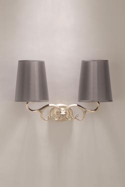 Classic 2-light bronze wall lamp with satin nickel finish - Wall lights by Objet insolite
