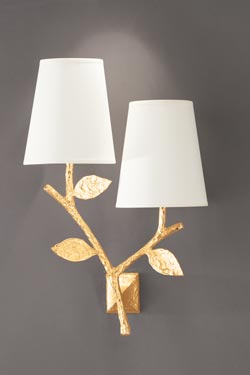Flora golden wall light 2 plant lights in solid bronze - Wall lights by Objet insolite