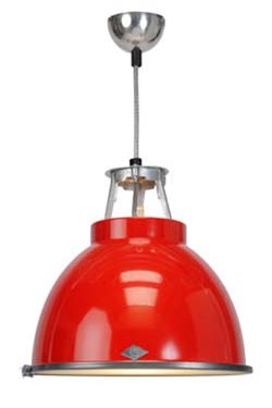 Titan red medium pendant lamp with wired glass - Pendants by Original BTC