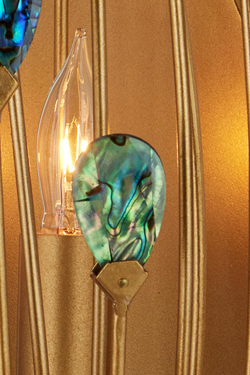 Applique dorée et coquillages bleus Delphos