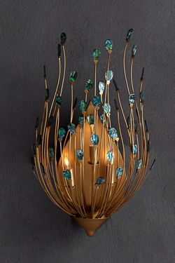 Applique dorée et coquillages bleus Delphos