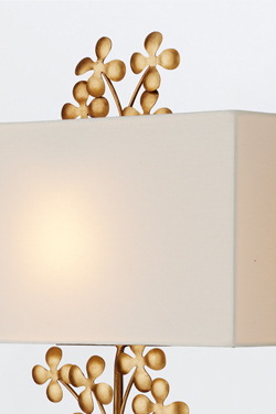 Cloverfield botanical wall sconce with gold leaf finish