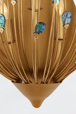 Gold wall light and blue shells Delphos