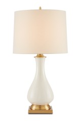 Grande lampe de table en céramique craquelée crème Lynton - Lampe de table by Quintiesse
