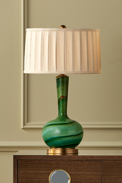 Lamartine green marbled art glass table lamp