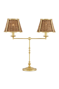 Lampe de bureau 2 lumières en laiton poli Deauville - Lampe de table by Quintiesse