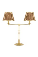 Lampe de bureau 2 lumières en laiton poli Deauville - Lampe de table by Quintiesse