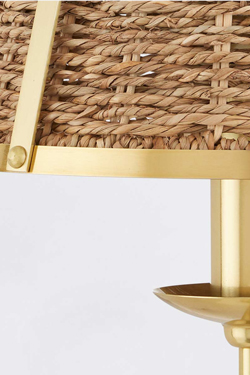Lampe de table dorée avec abat-jour en jonc de mer Deauville