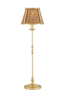 Lampe de table dorée avec abat-jour en jonc de mer Deauville - Lampe de table by Quintiesse