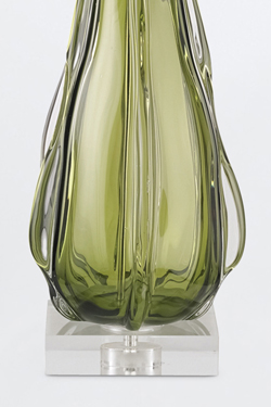 Lampe de table en verre sculpté vert Zephyr