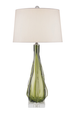 Lampe de table en verre sculpté vert Zephyr - Lampe de table by Quintiesse