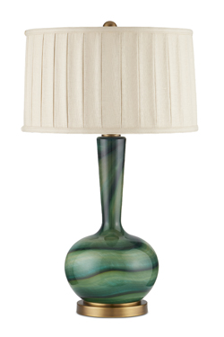 Lampe de table verte en verre artistique marbré Lamartine - Lampe de table by Quintiesse