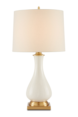 Large cream crackle-glaze ceramic table lamp – Lynton - Table lamps by Quintiesse