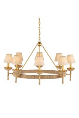 Lustre chandelier en acier doré et corde abaca Vichy - Lustre by Quintiesse