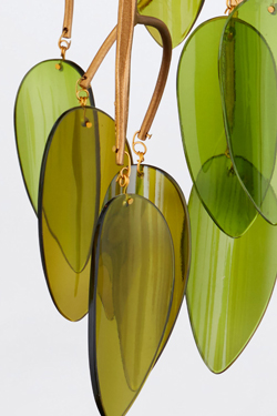 Midsummer gold-finish recycled glass pendant light with botanical inspiration