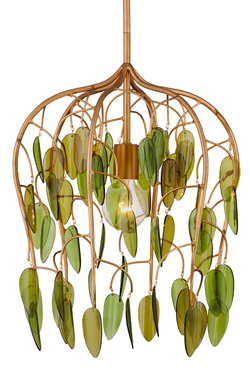 Midsummer gold-finish recycled glass pendant light with botanical inspiration - Pendants by Quintiesse