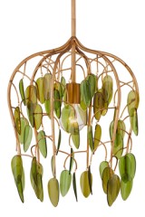 Midsummer gold-finish recycled glass pendant light with botanical inspiration - Pendants by Quintiesse