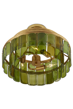 Plafonnier en verre recyclé vert et feuille d’or Vintner