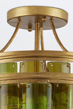 Plafonnier en verre recyclé vert et feuille d’or Vintner