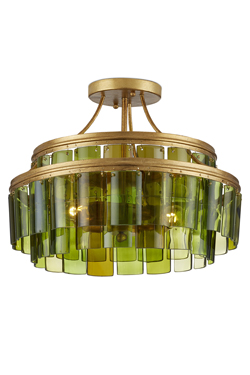 Plafonnier en verre recyclé vert et feuille d’or Vintner - Plafonnier by Quintiesse