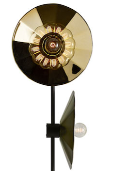 2-light gold glass floor lamp Cometa