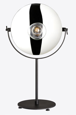 Lampe de table en coupole de verre argenté miroir Cyclope
