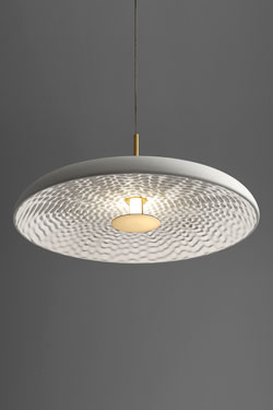 Pulse engraved plaster dome pendant 60cm - Pendants by RADAR