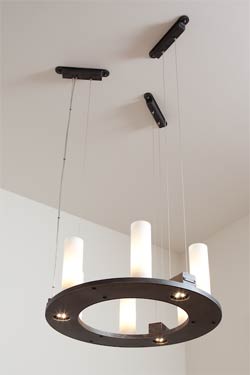 Suspension cercle de fer forgé épais