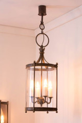 Suspension en fer forgé forme cylindrique quatre lumières - Suspension by Robers