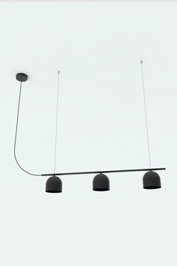 Black pendant light with 3 Rio bell-shaped lampshades - Chandeliers by Robin