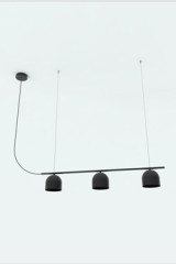 Black pendant light with 3 Rio bell-shaped lampshades - Chandeliers by Robin