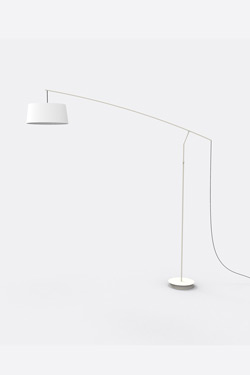 Raisa contemporary floor lamp with slender matt black metal base