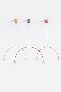 Black playfull pendant lamp white glass, Riga 50 cm
