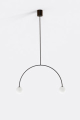 Black playfull pendant lamp white glass, Riga 50 cm - Pendants by Robin