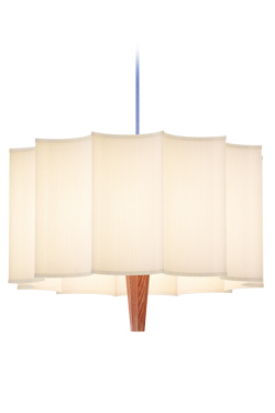 Pendant lamp in fabric and chestnut wood Rain