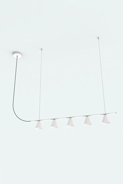 Linear pendant light in white metal with integrated LED lighting Rimini - Pendants by Robin