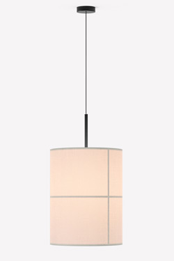 Rania cylindrical pendant lamp in cream fabric, 18 cm - Pendants by Robin