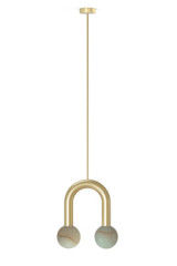 Rigoberta gold-plated 2-light alabaster pendant light - Pendants by Robin