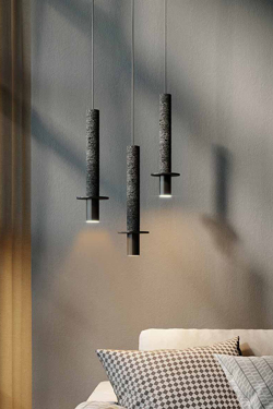 Rita concrete and black metal pendant lamp