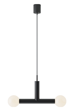 Small 2-light T-shaped pendant lamp in metal tubes Rigoberta Trio