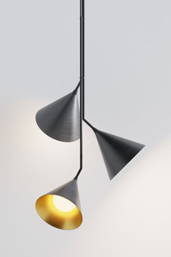 Suspension trois lumières métal noir mat Rubi Trio - Pendants by Robin