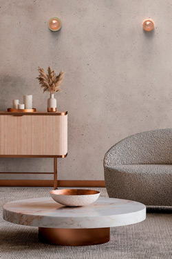 Petite applique avec disque en laiton satiné et verre fumé Roi