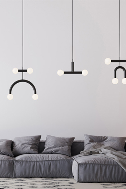Petite suspension en T 2 lumières en tubes de métal Rigoberta Trio