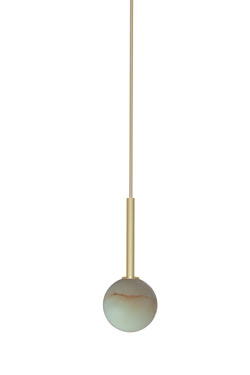 Royal suspension ronde en albâtre avec disque réflecteur doré 