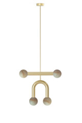 Suspension géométrique en métal doré 4 lumières Rigoberta - Suspension by Robin