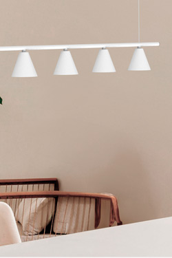 Suspension linéaire en métal blanc et éclairage LED intégré Rimini