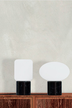 Small table lamp in black marble and white glass Remi
