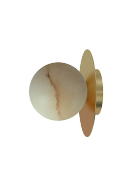 Alabaster ball wall lamp with brushed brass reflector Royal - Wall lights by Robin
